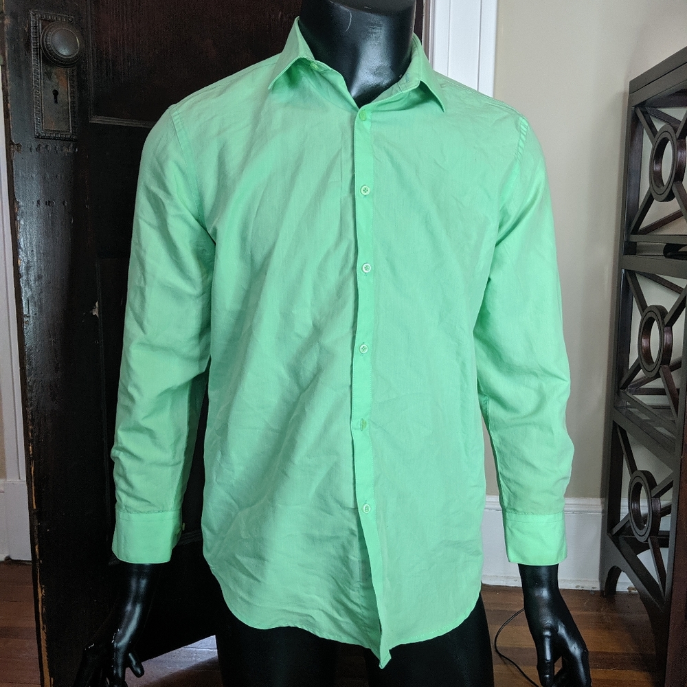 Mondo Uomo Italia neon green wrinkle free shirt